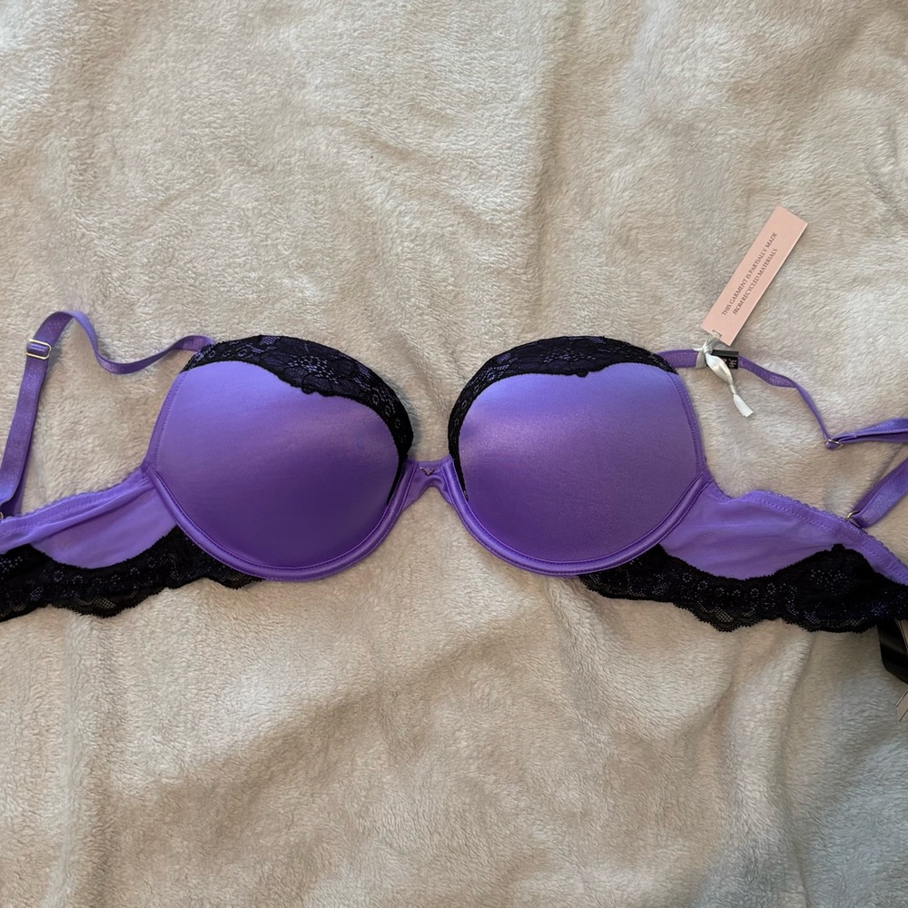 Victoria's Secret Purple and Black Lace  Push-up Bra